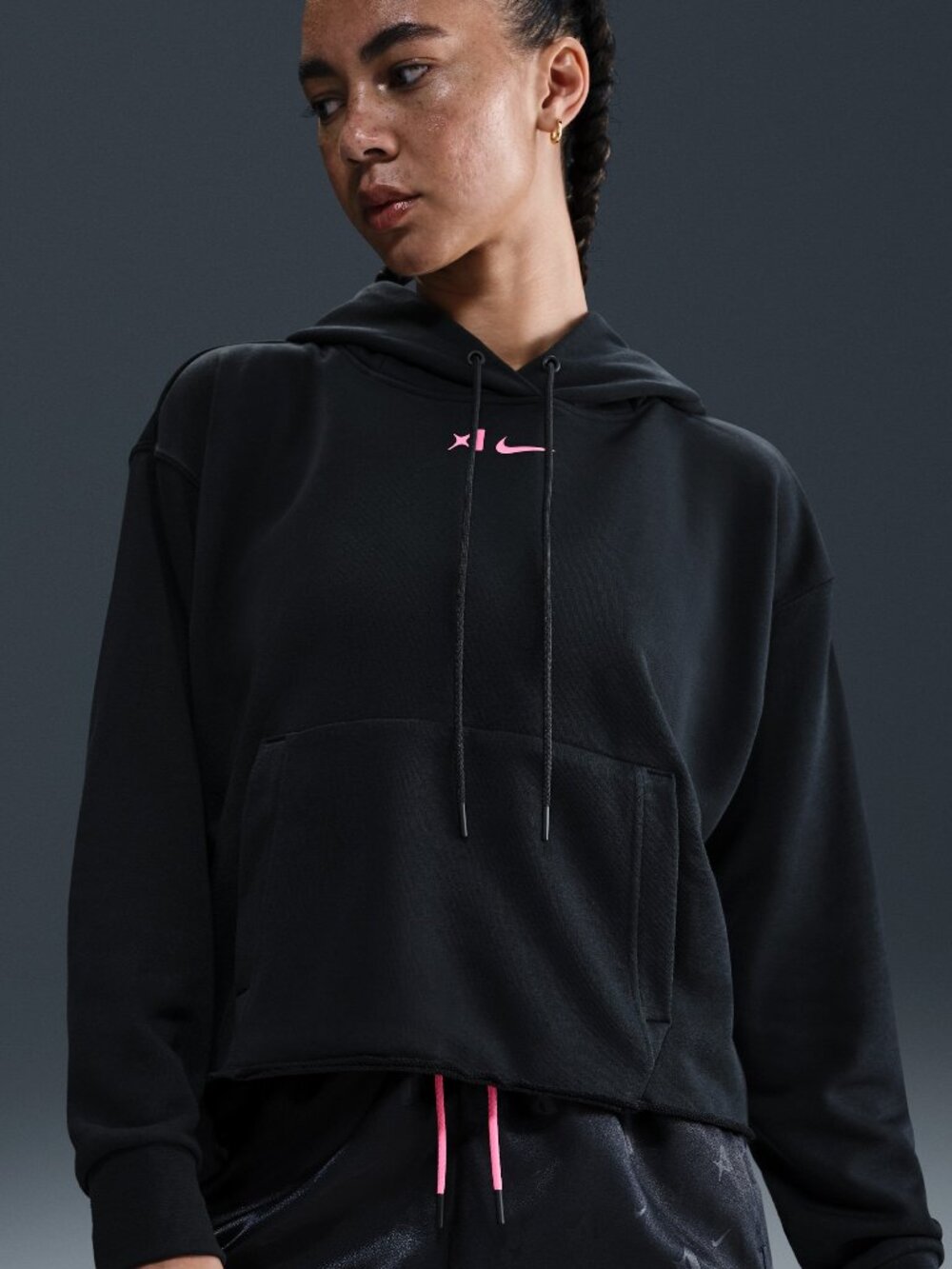 Sudadera De Básquetbol Con Gorro Oversized Cropped Para Mujer a'ja Wilson - Negr